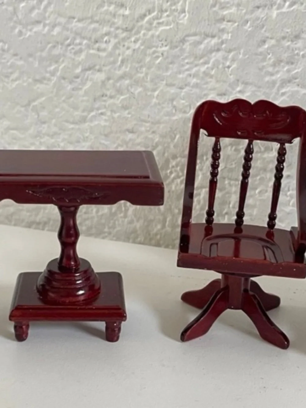 VTG 80's DOLL HOUSE OFFICE WOODEN MAHOGANY FURNITURE DETAILED LIBRARY DESK